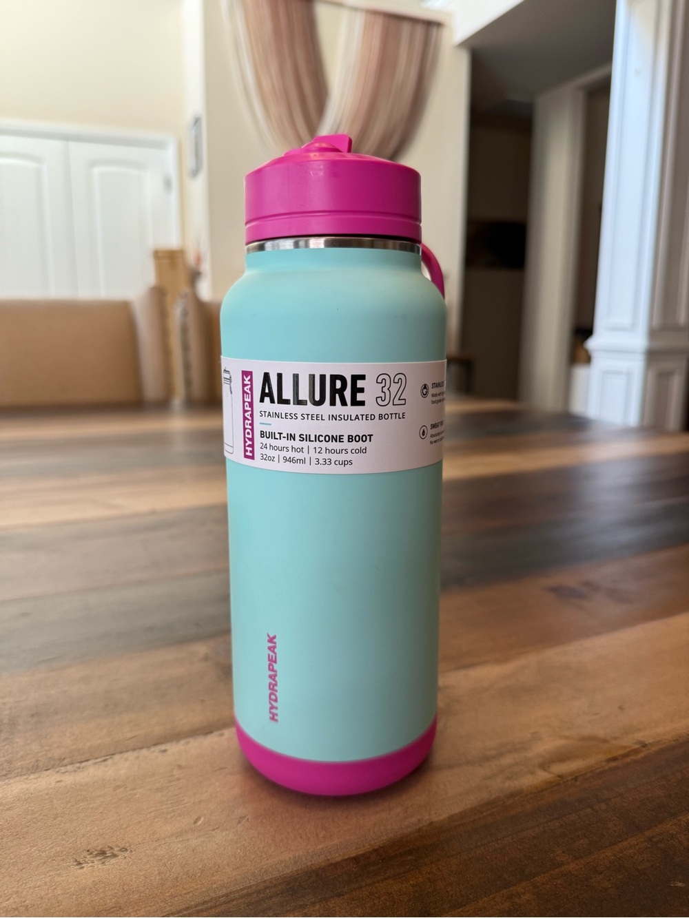 Hydrapeak Allure 32 oz Insulated Bottle - Mint & Pink
